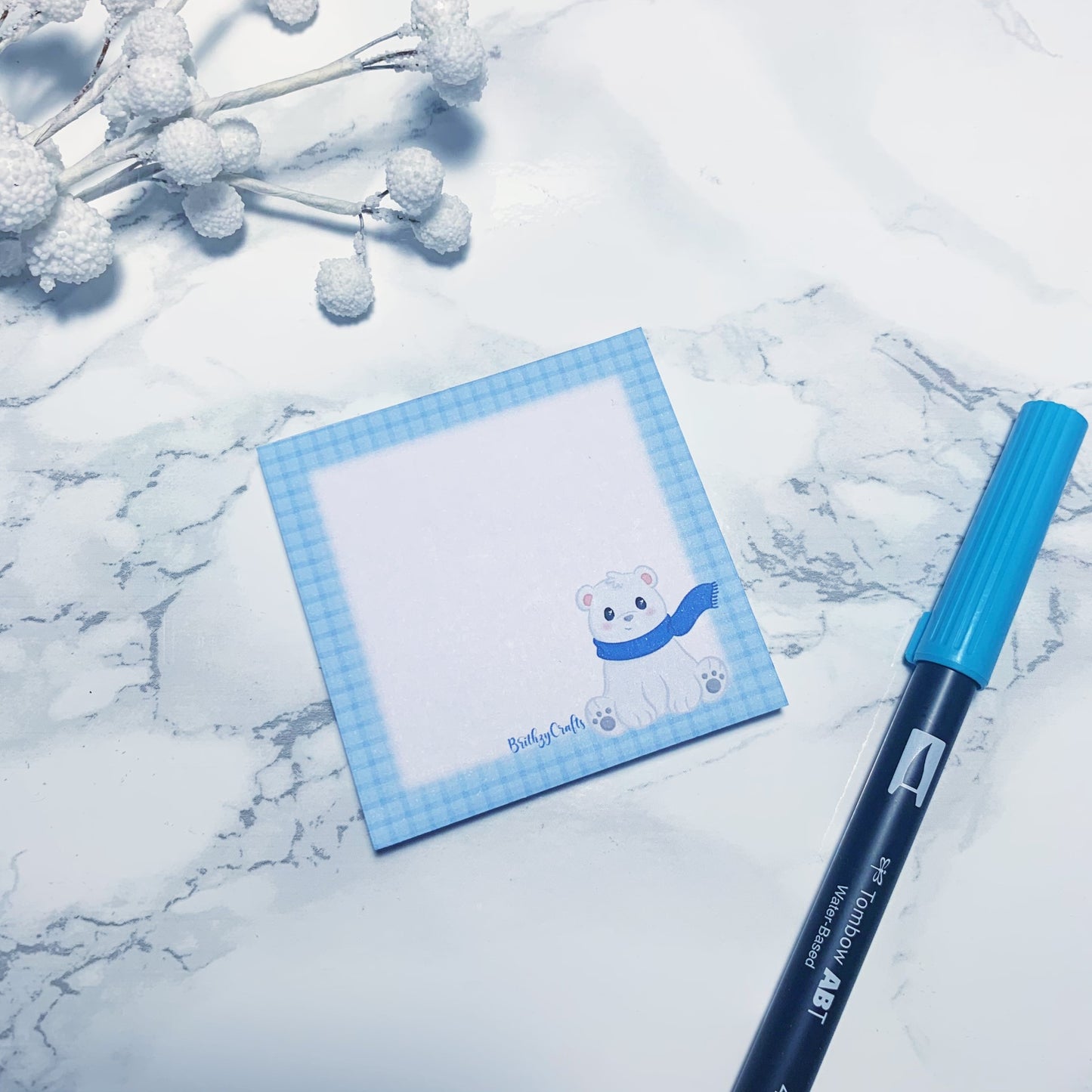 Winter bear HANDMADE notepad