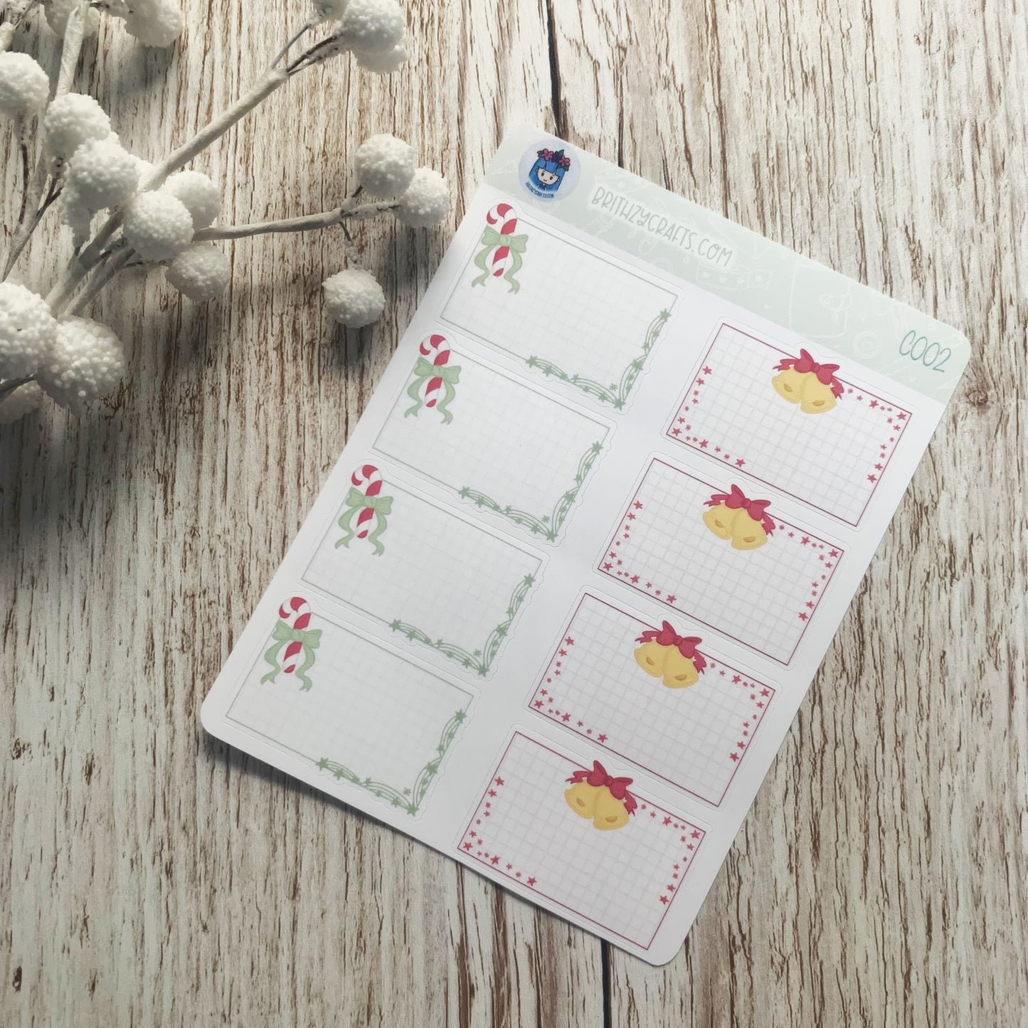 Christmas boxes - candy cane and bells - C002