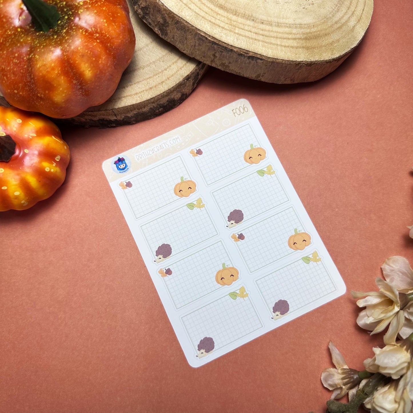 Fall boxes with hedgehog and pumpkin - F006