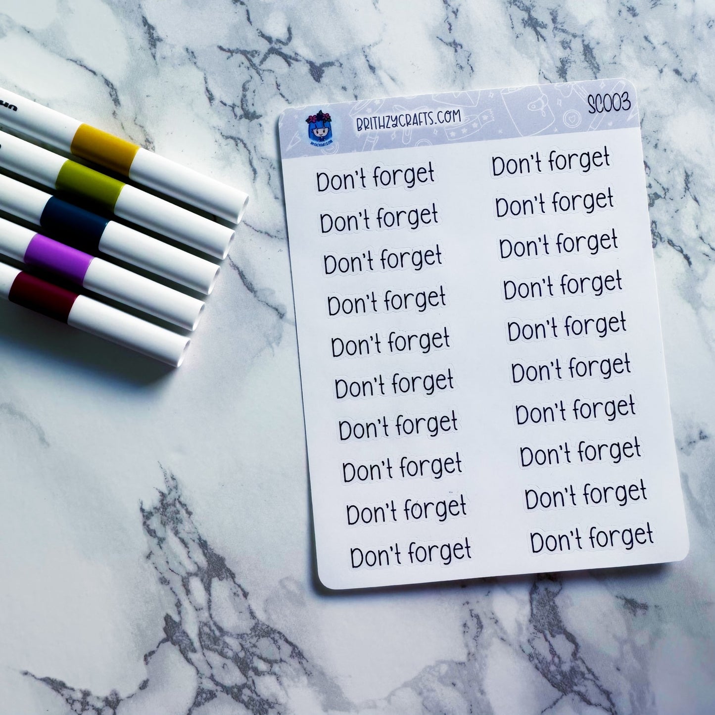'Don't forget' Scripts - SC003