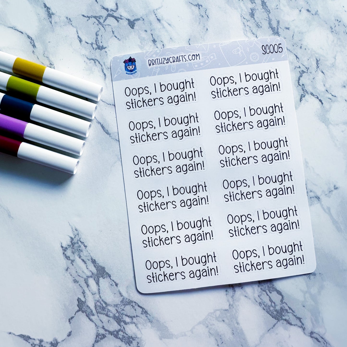 'Oops, I bought stickers again!' Scripts - SC005