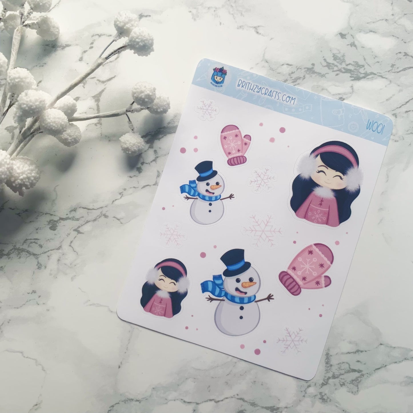 Winter girl and snowman - W001