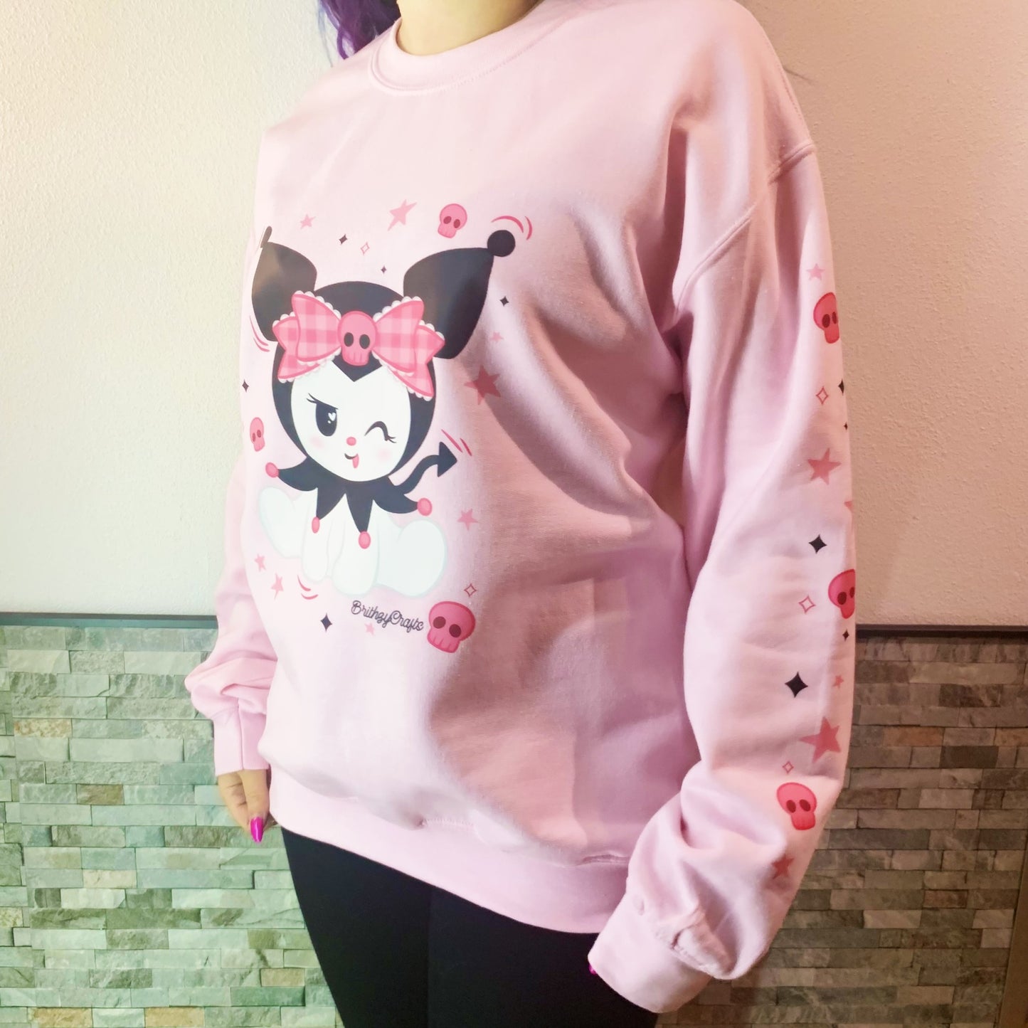 Cute devil sweatshirt (pink) - Please read description!