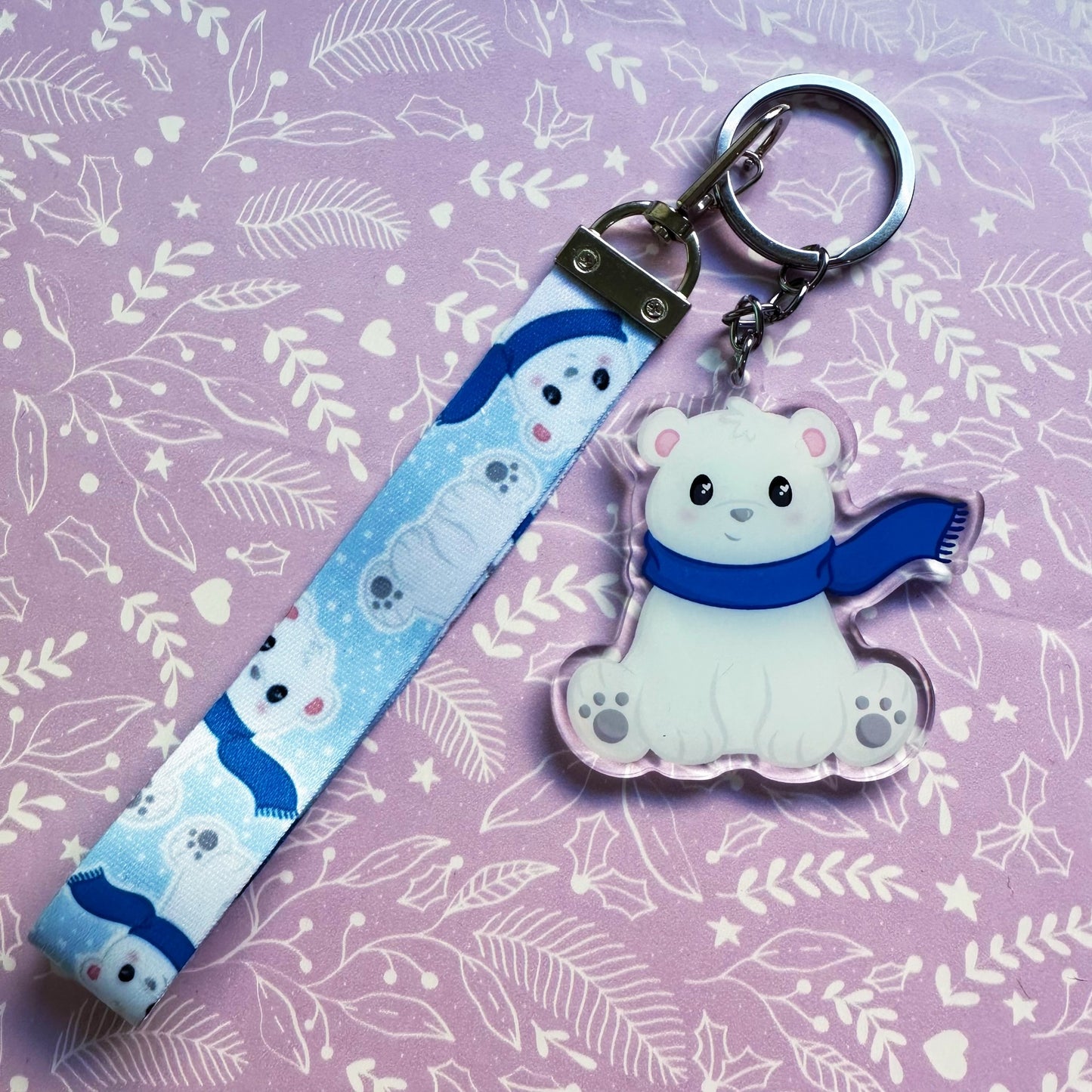 Polar bear lanyard keychain