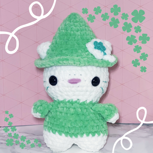 Clover witch cat decorative plushie