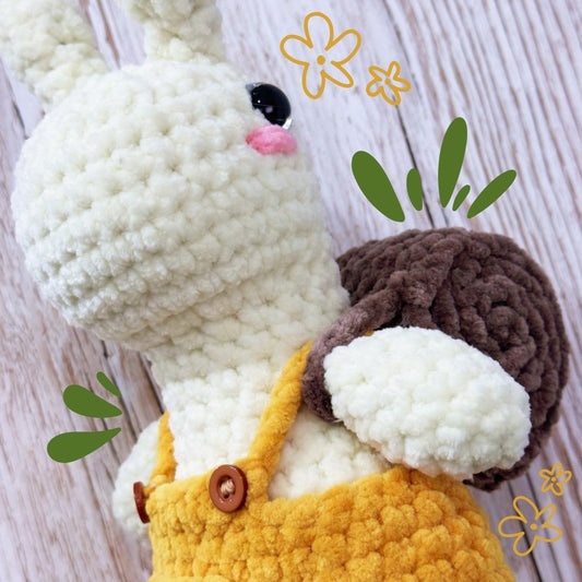 Snail in overalls chochet decorative plushie
