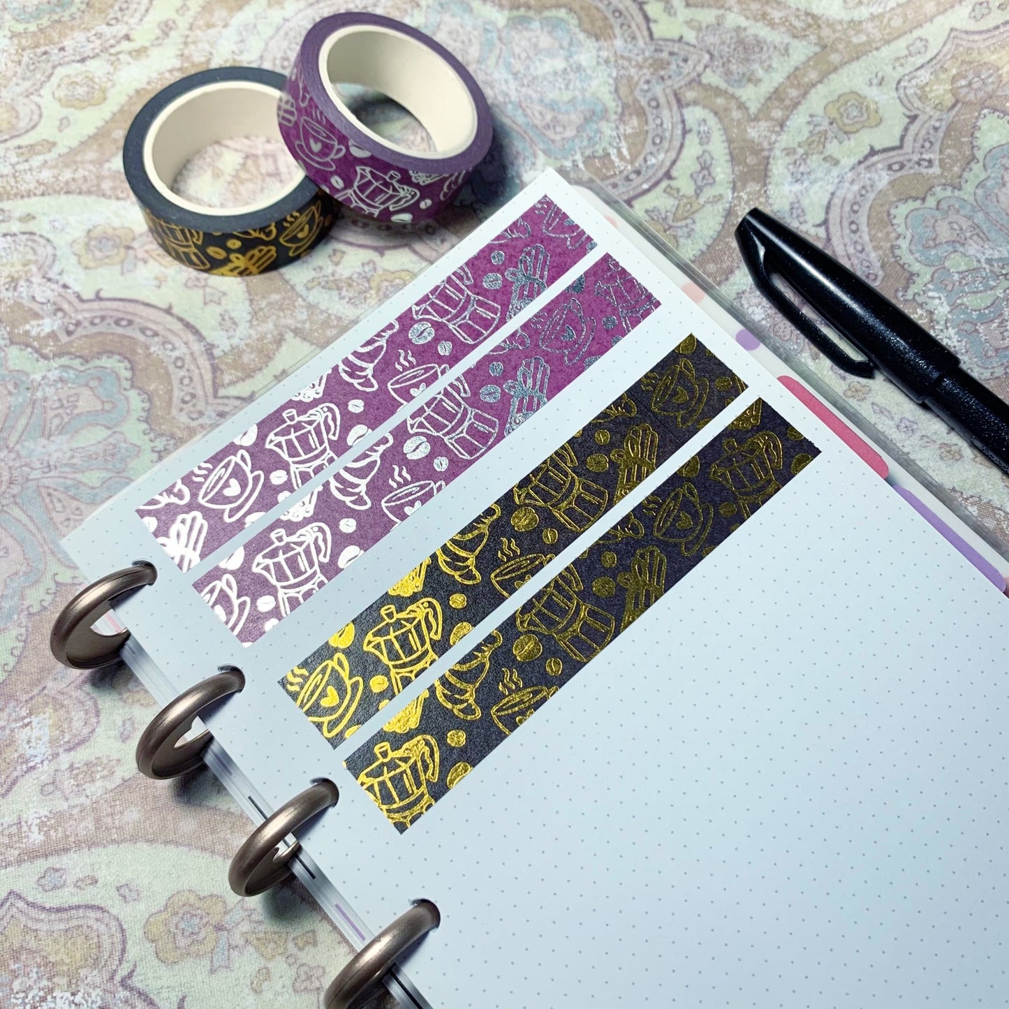 Coffee lover Washi tape - Silver / gold foiled