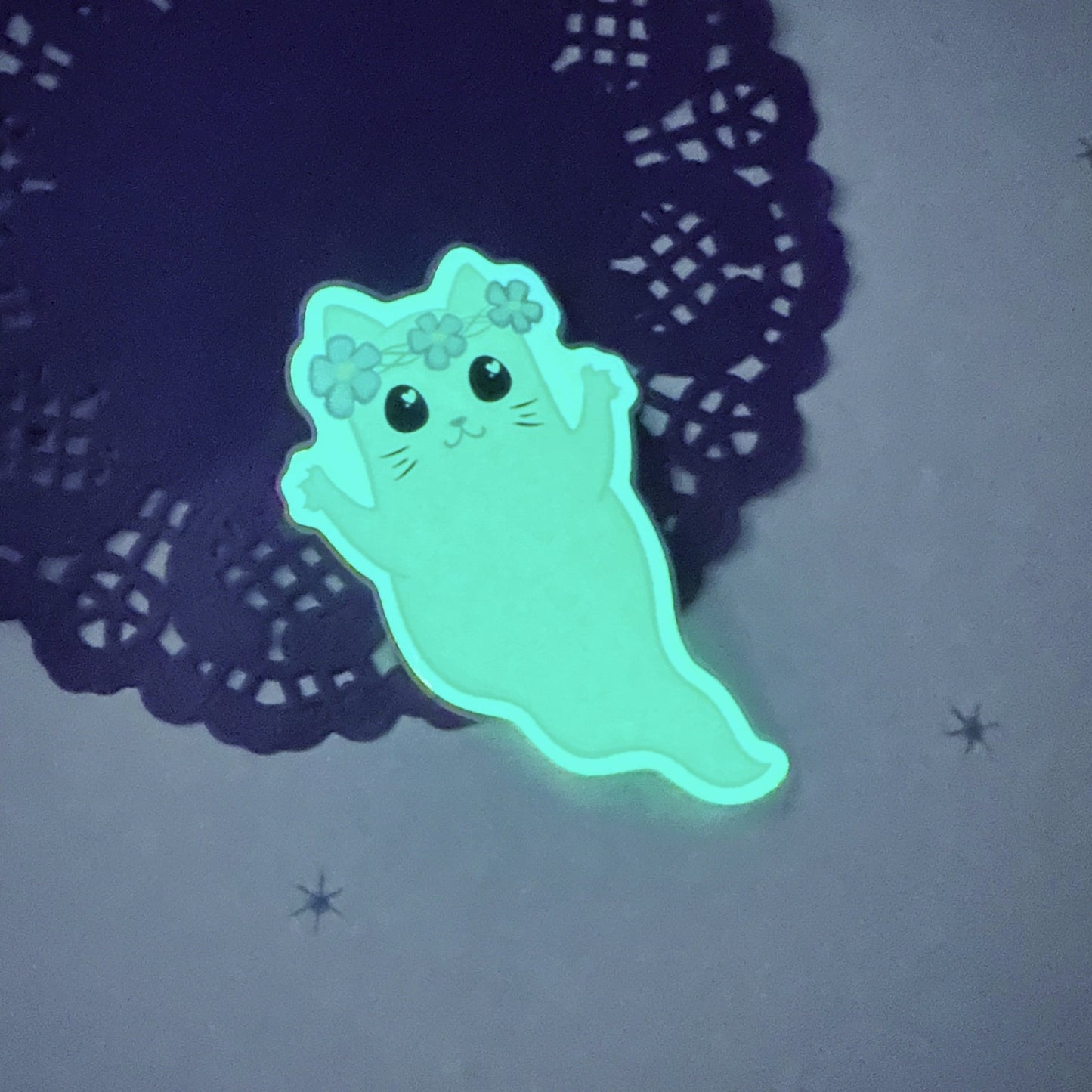 Ghost kitten - Glow in the dark vinyl sticker