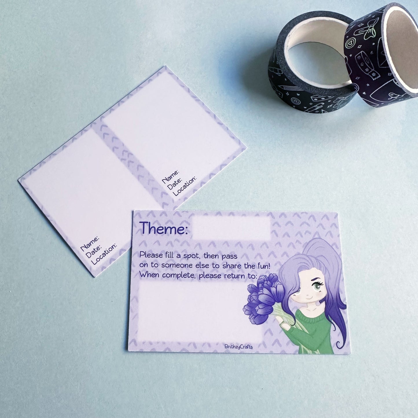 MICRO TPC (Business card size) - Traveling postcard - Flower girl - 300gs paper