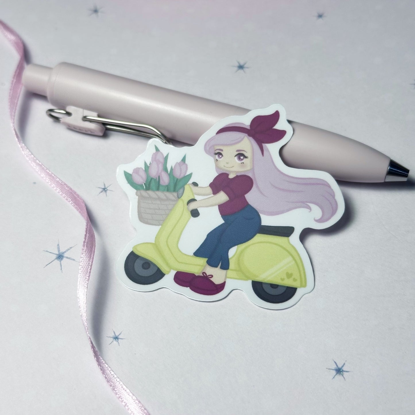 Motorcycle girl vinyl sticket