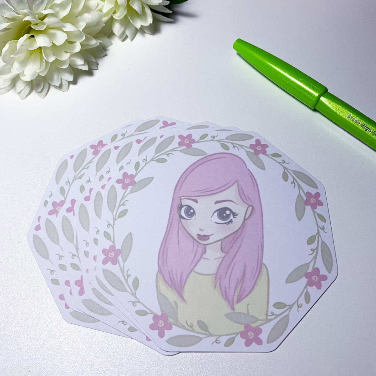 Set of 25 Blossom note Loose Sheet Die Cut Paper