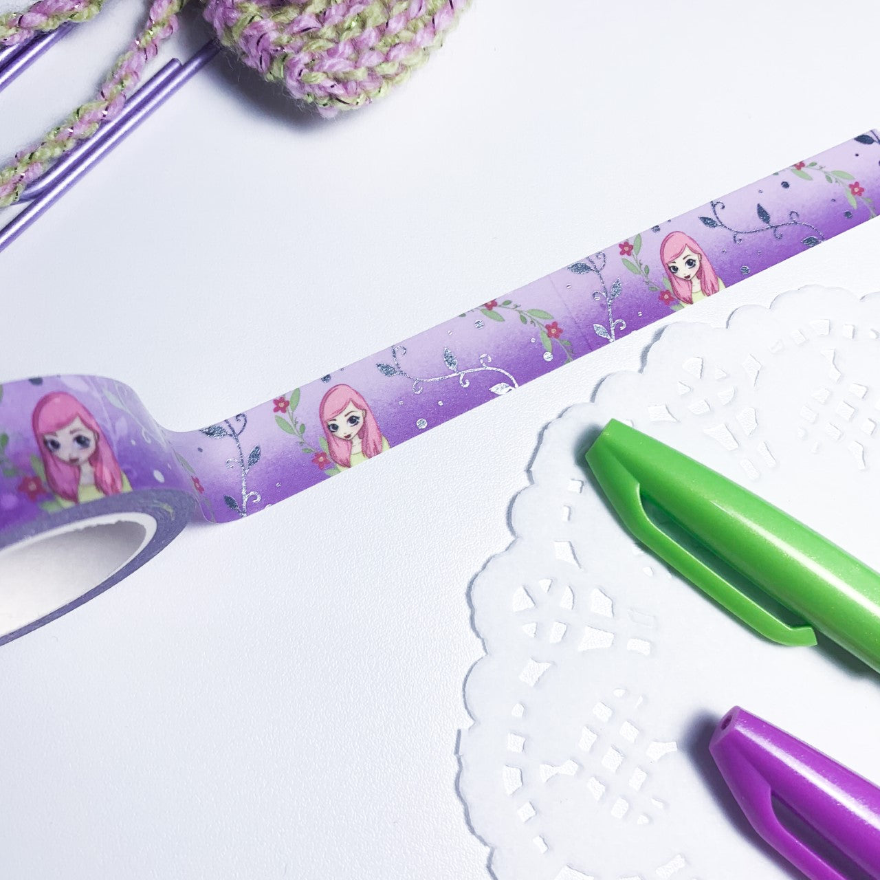 Blossom Washi Tape - Silver Foiled