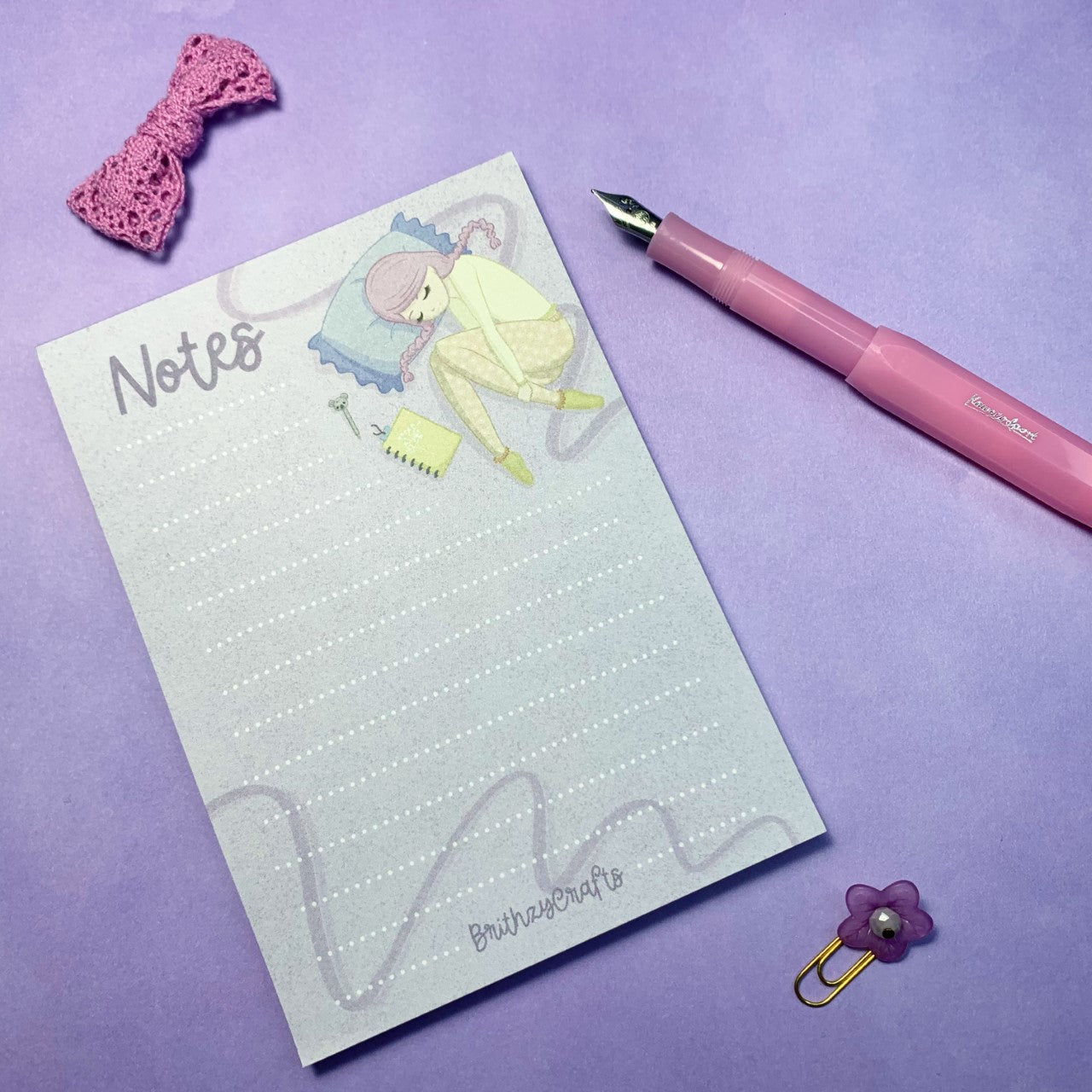 Sleepy planner girl notepad