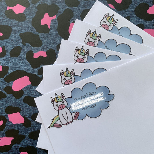 Cute Unicorn and Cloud Address Labels