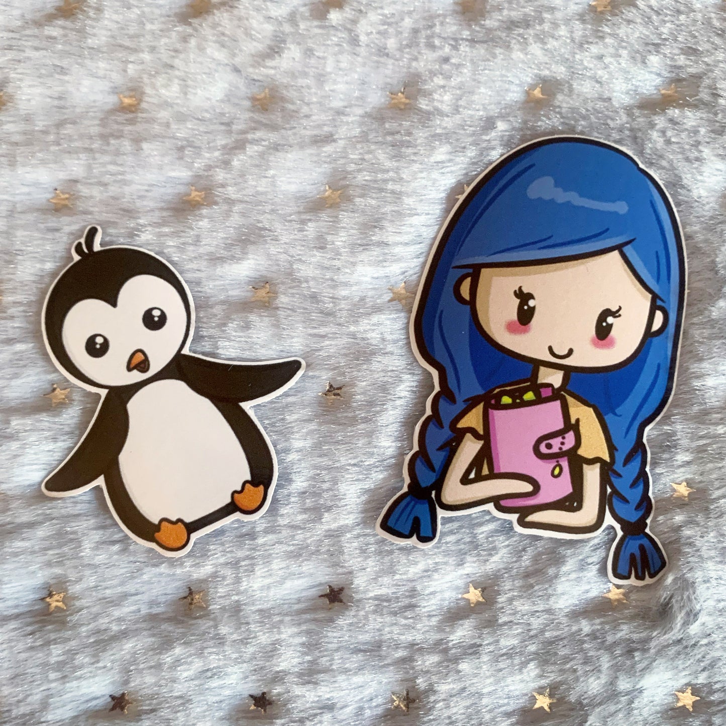 Vinyl Stickers - planner girl and penguin
