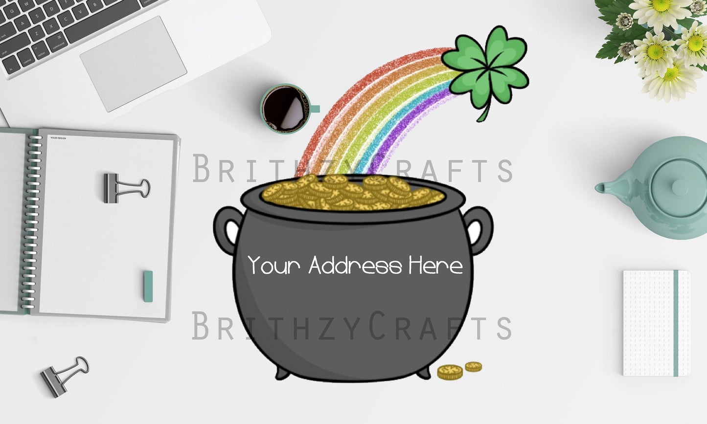 St. Patrick's Day Rainbow Pot Address Labels