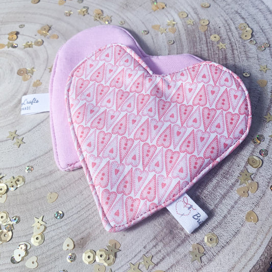 Pink hearts fabric coaster