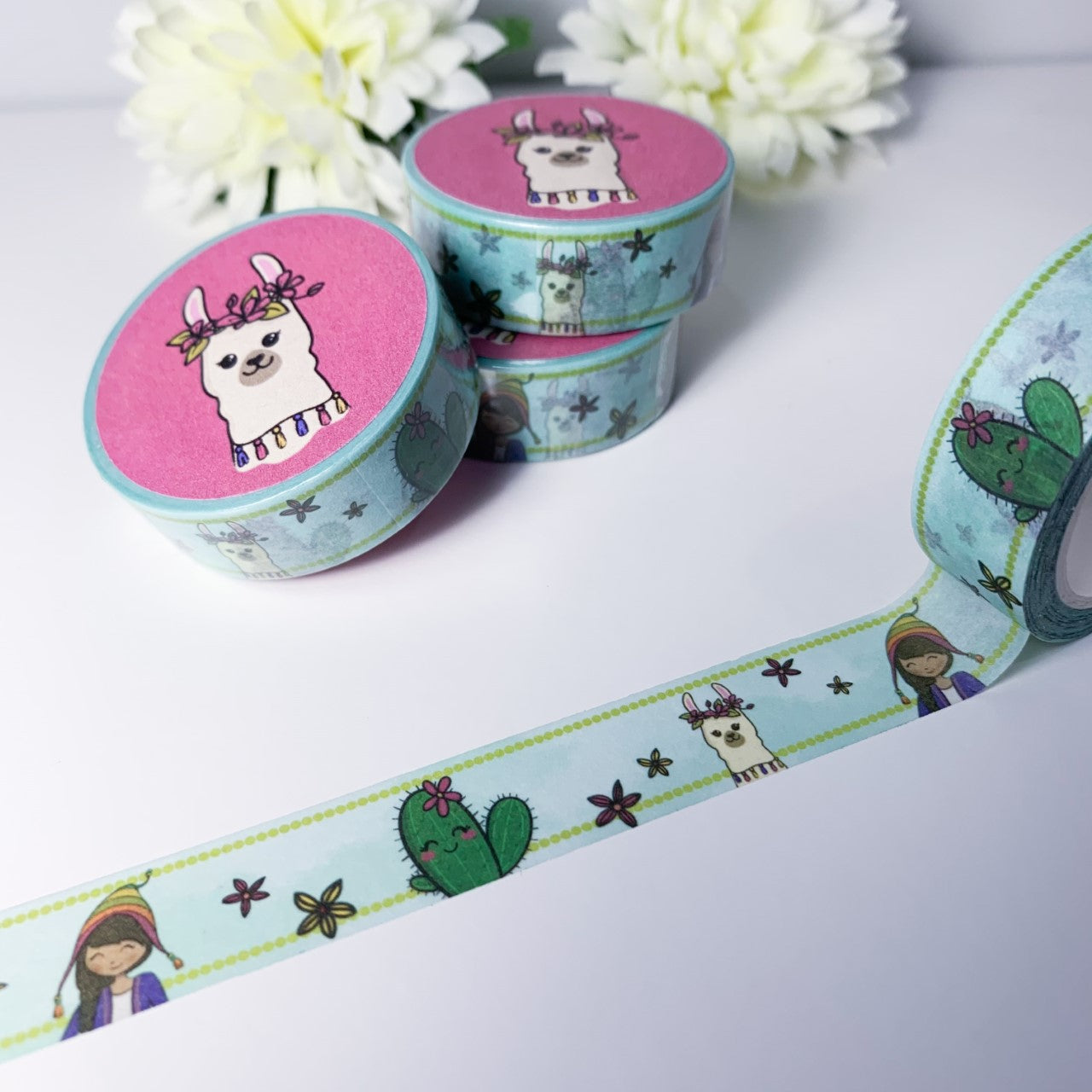 Floral Llama Washi Tape