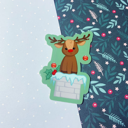 Reindeer on a chimney - Vinyl sticker