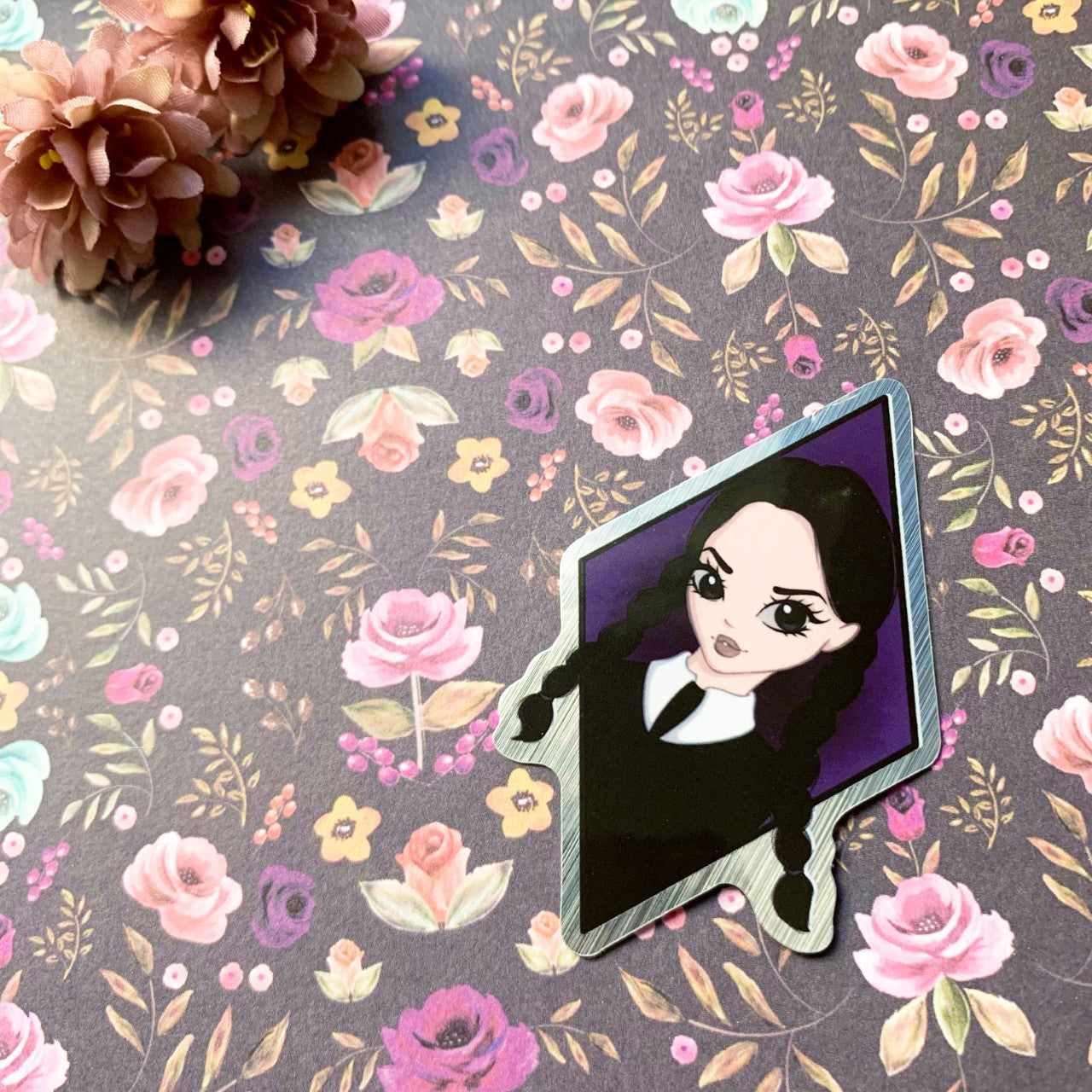Goth girl - Brushed silver Vinyl Sticker
