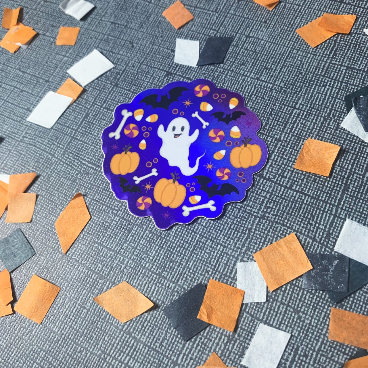 Purple holographic halloween sticker