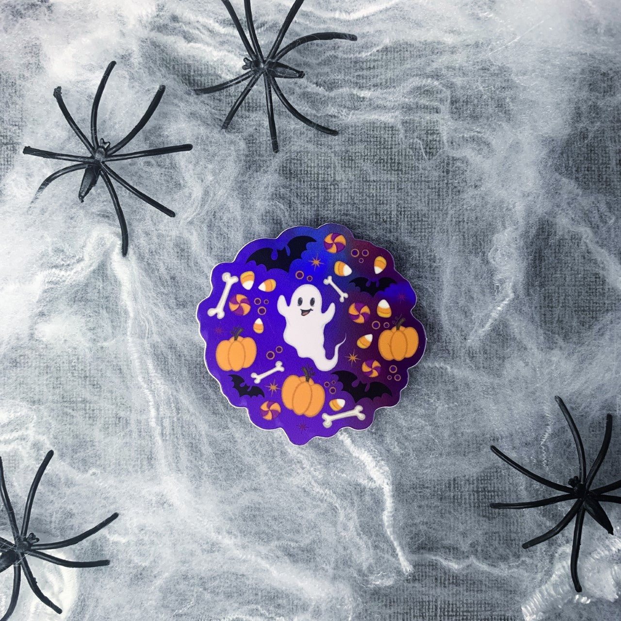 Purple holographic halloween sticker