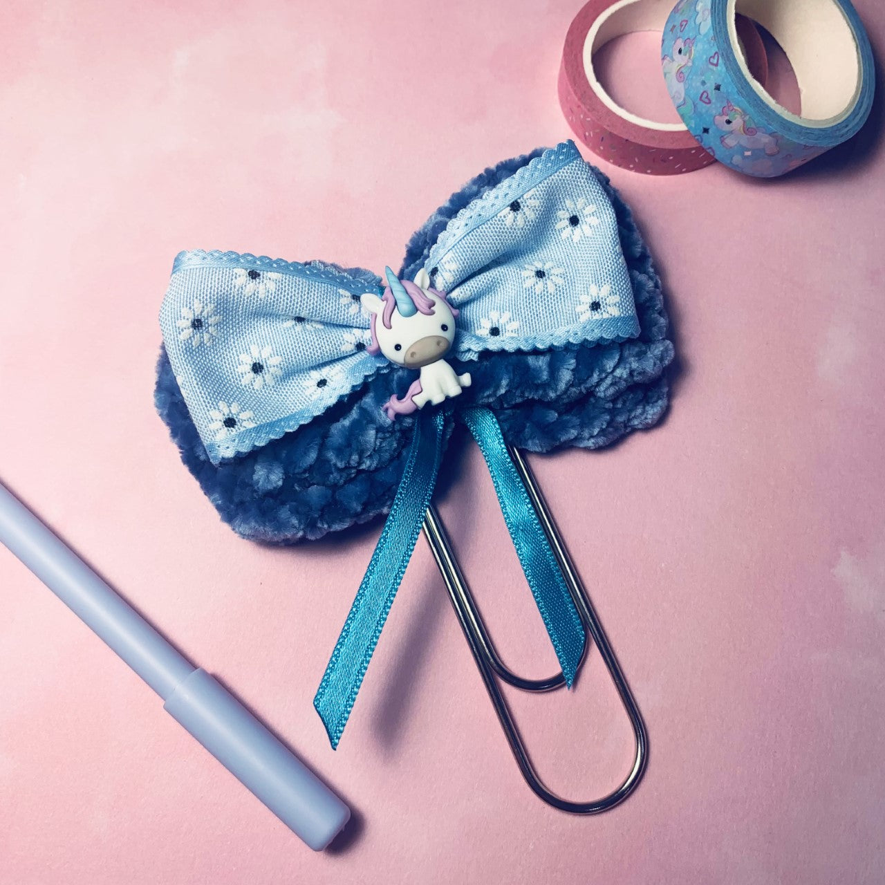 Unicorn with blue flowers Planner / Paper clip - Jumbo size