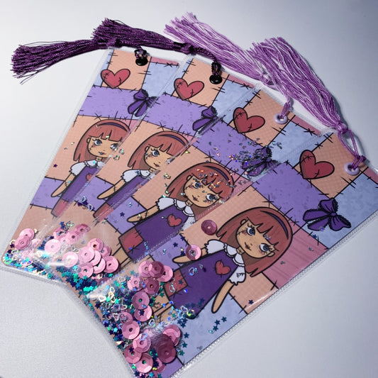Oops quality Rag doll shaker bookmark - with sequins and tassel