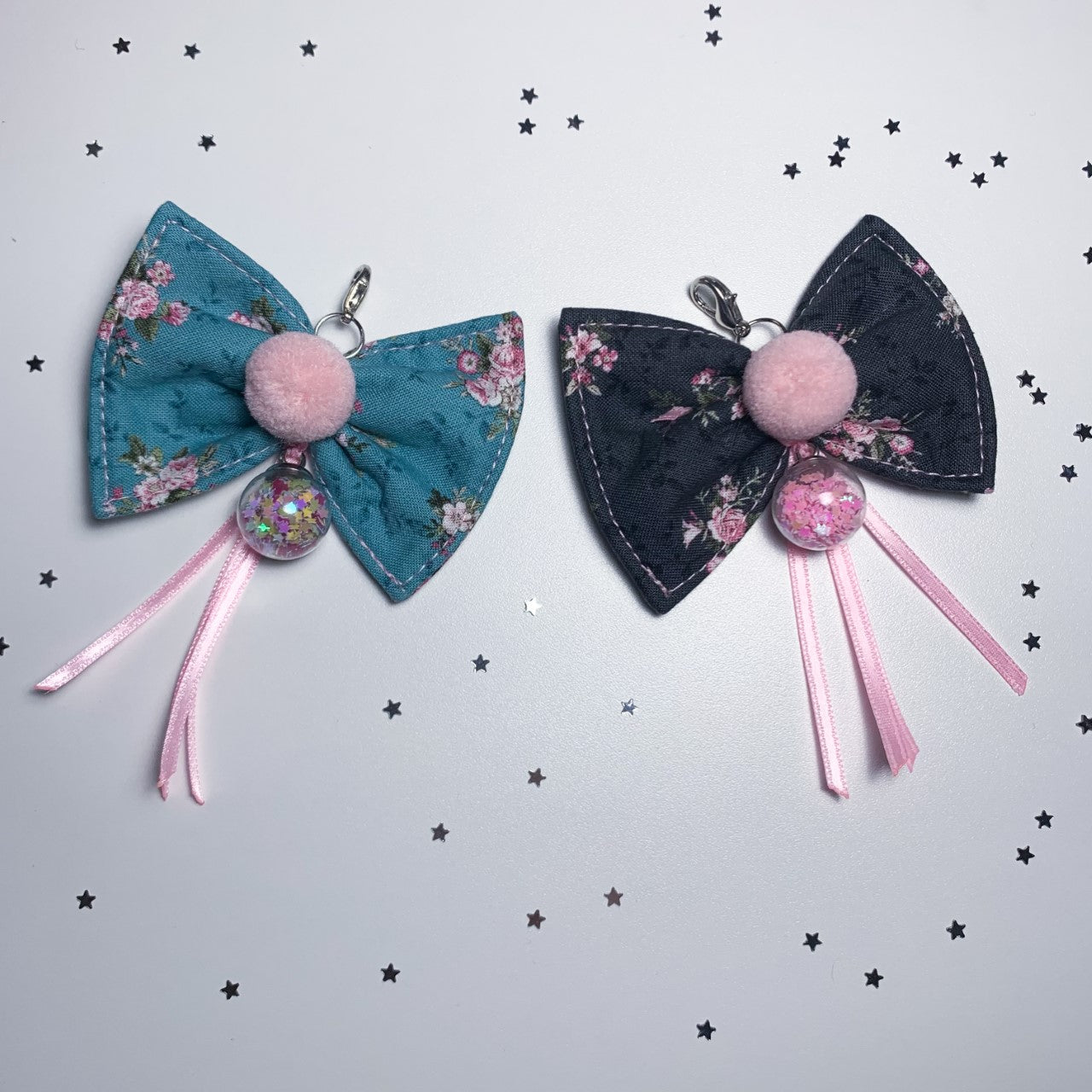 Teal / Black vintage style charm