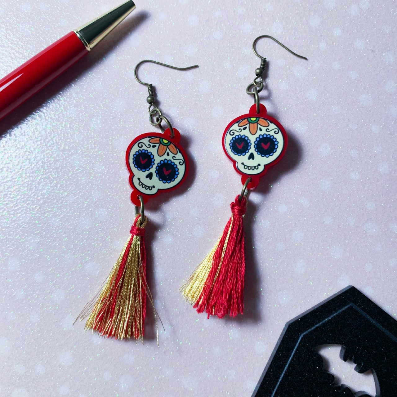Sugar skull Tassel Earrings