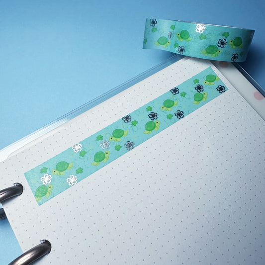 Turtles world - Washi Tape - Silver Foiled