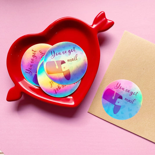 You've got mail - Round holographic stickers