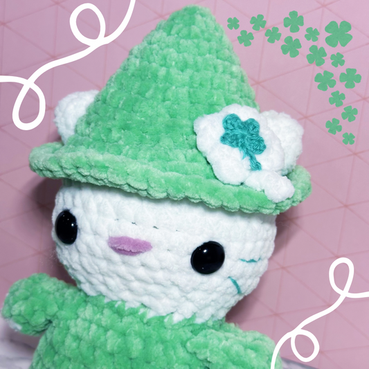 Clover witch cat decorative plushie