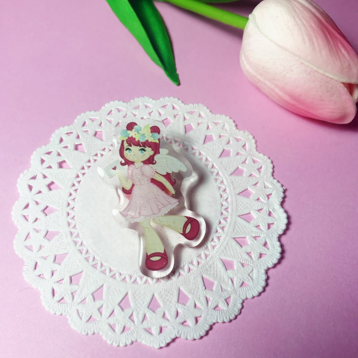 Cupid - Glitter Epoxy Acrylic Pin