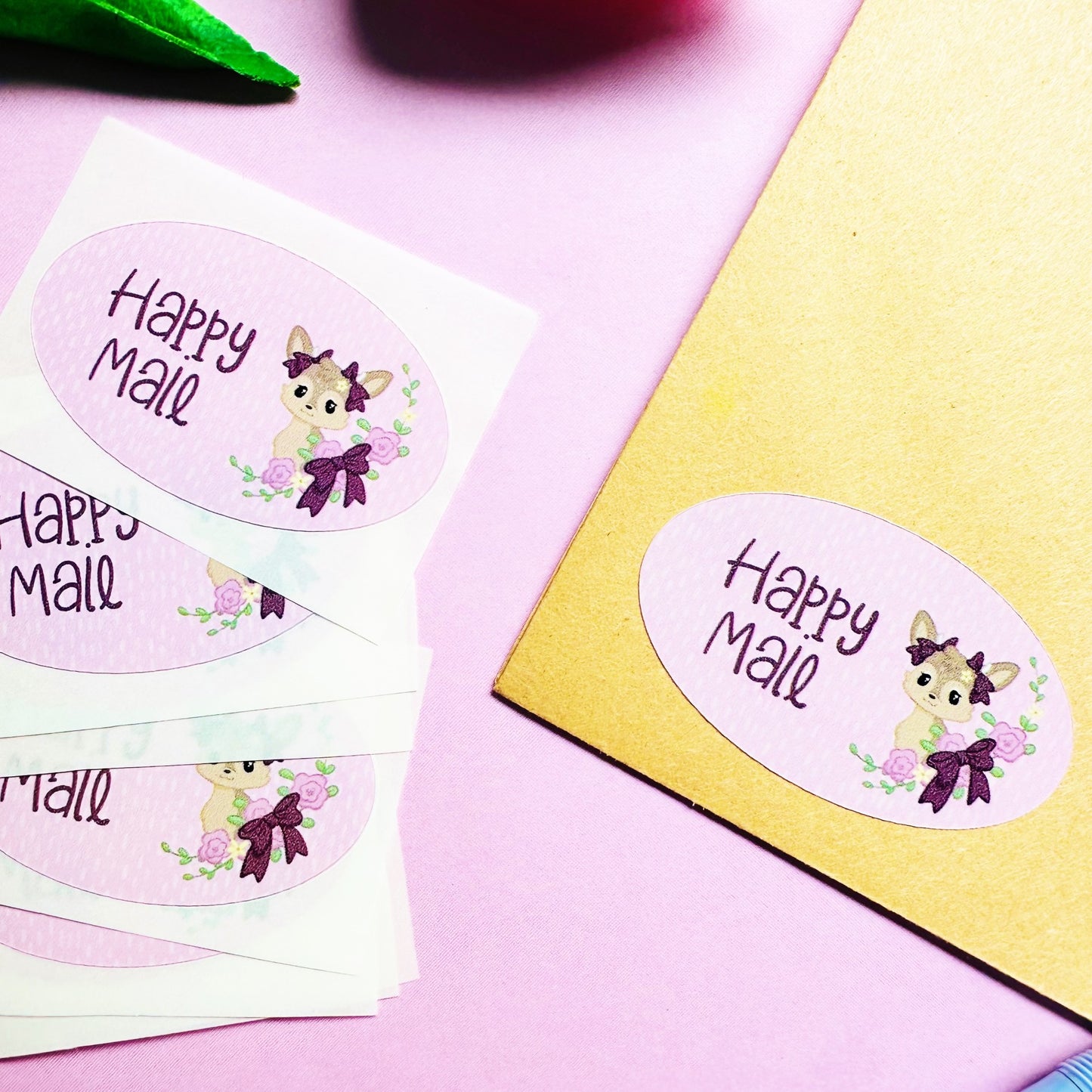 Deer happy mail - Oval stickers