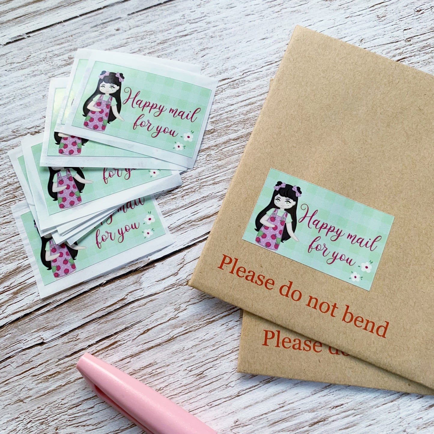 Happy mail for you - apple girl - Rectangle stickers