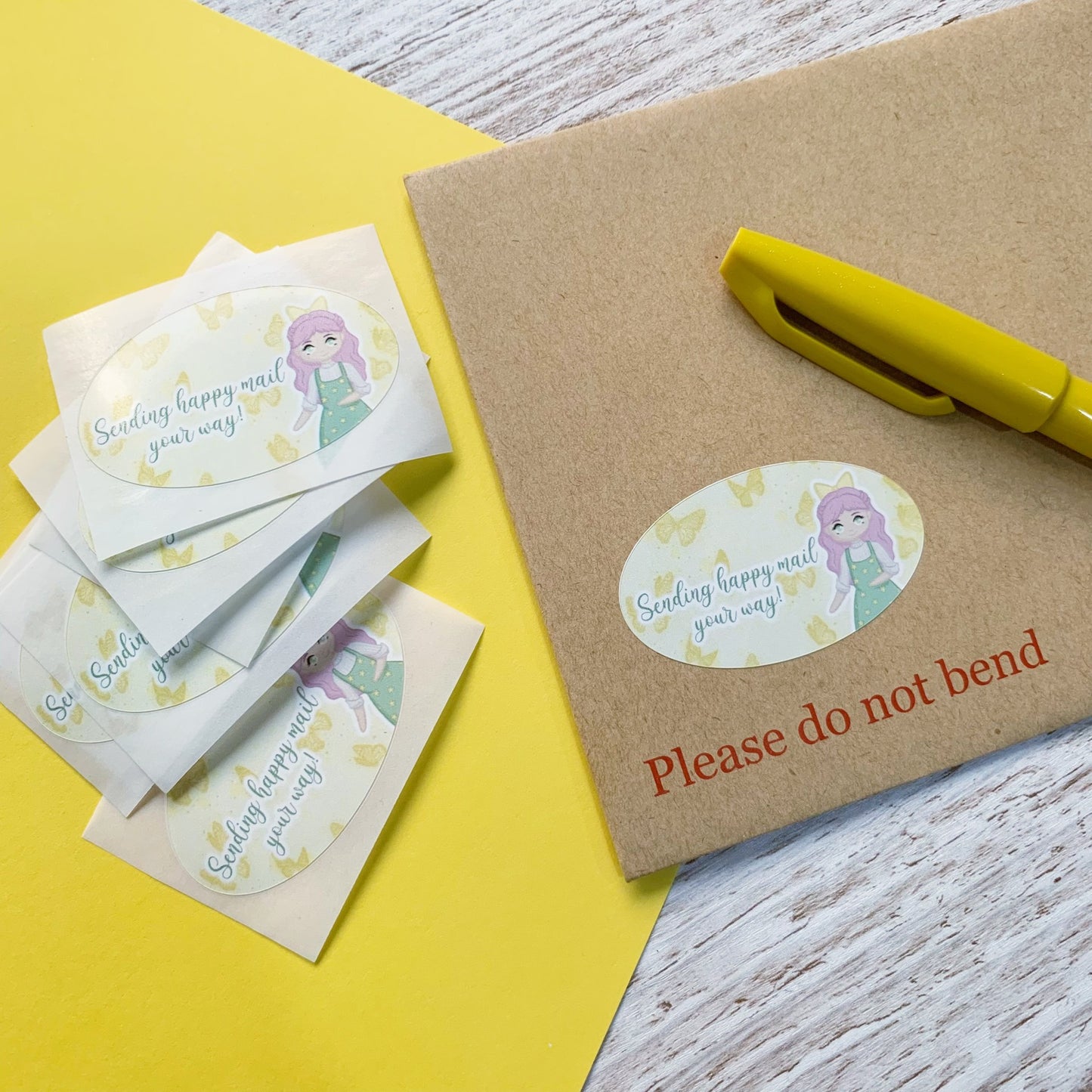 Sending happy mail your way - spring - Oval stickers