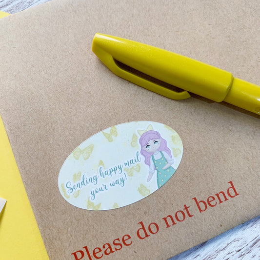 Sending happy mail your way - spring - Oval stickers