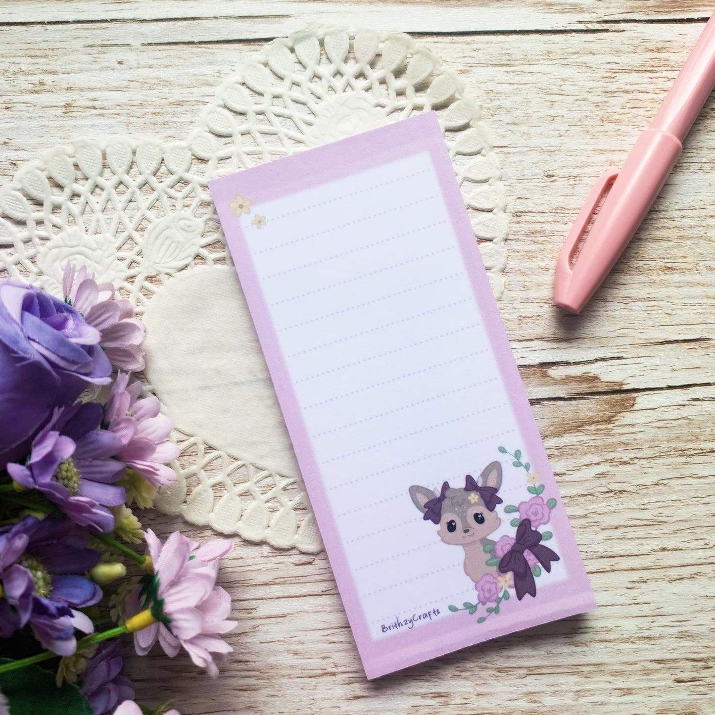 Floral deer HANDMADE notepad