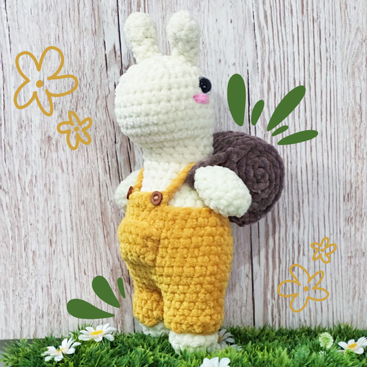 Snail in overalls chochet decorative plushie