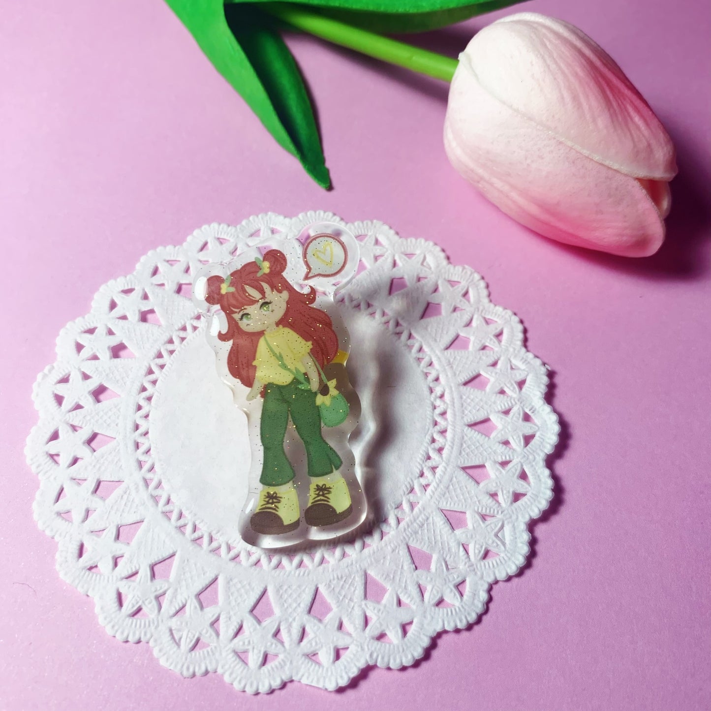 Sunflower girl - Glitter Epoxy Acrylic Pin