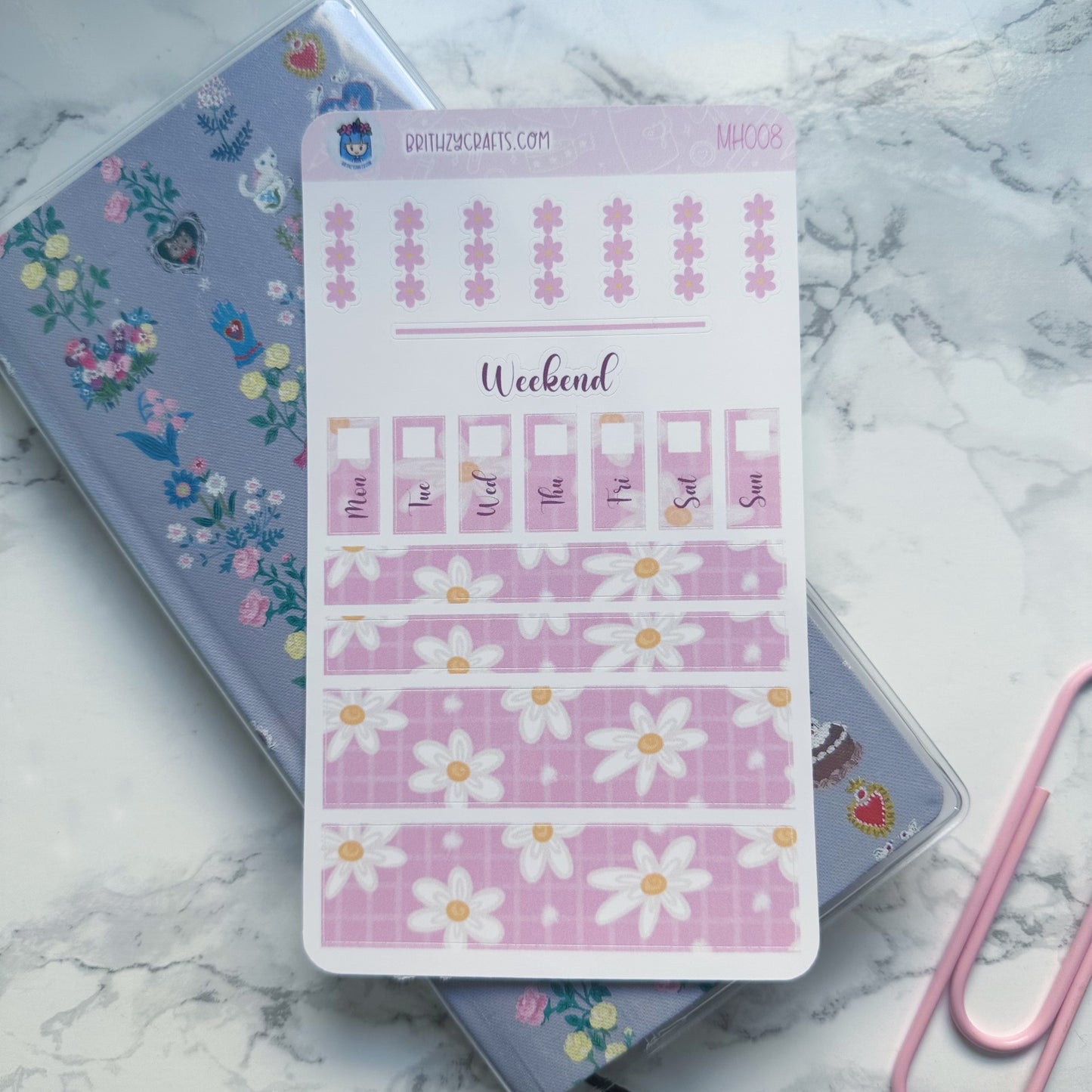 Pink floral - Mini Hobonichi Weeks Kit - MH008