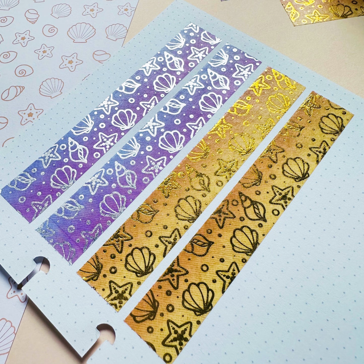 Summer shells Washi tape - Silver / gold foiled