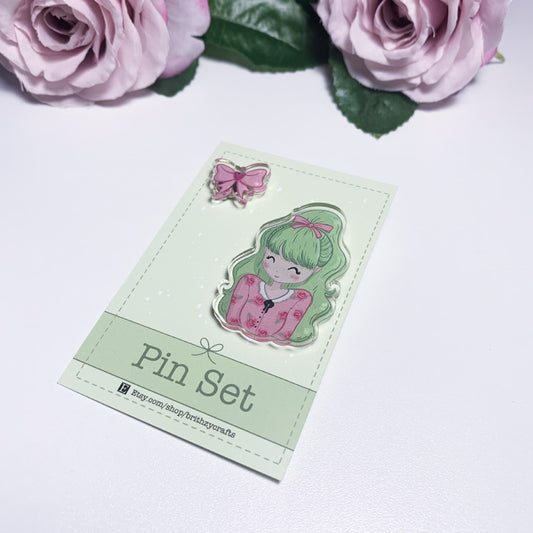Rose Acrylic Pin Set