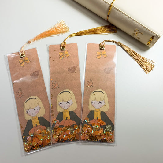 Thanksgiving shaker bookmark - with sequins and tassel