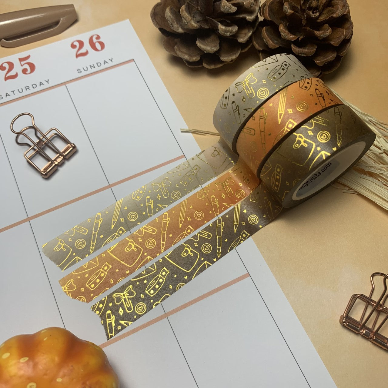 OOPS quality Planner Lover Washi Tape - Autumn / Fall variants - Gold foiled - Read description
