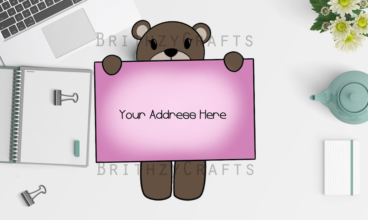 Bear with sign Address Labels