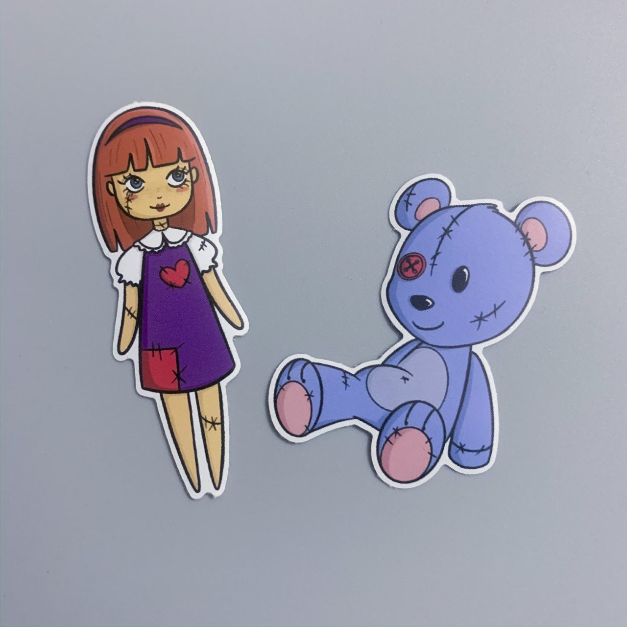 Vinyl Stickers - Rag doll and teddy bear