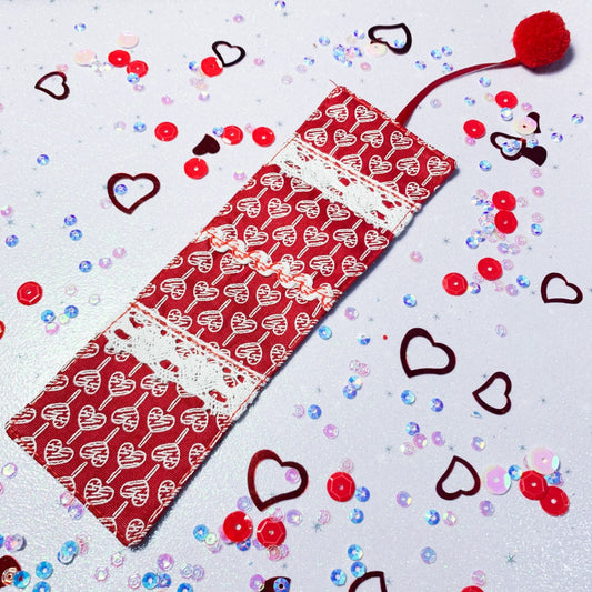 Heart lollipops fabric bookmark