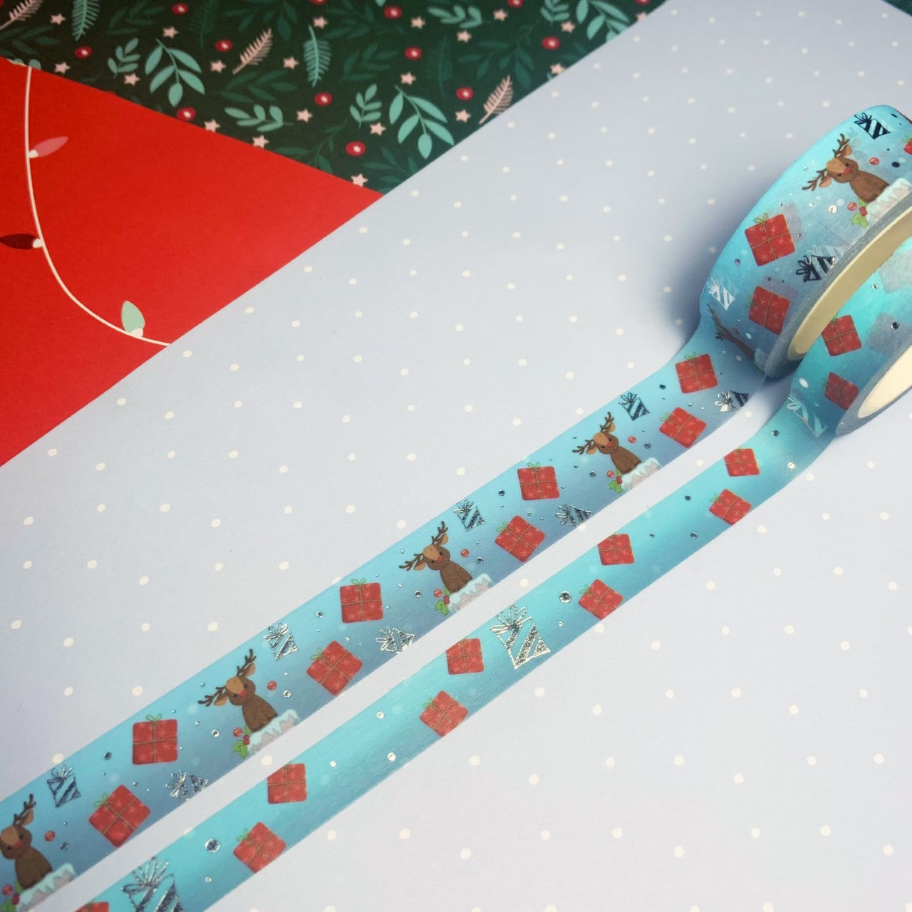 Reindeer on the chimney - Silver Foiled Washi Tape